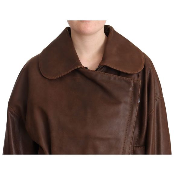 Dolce & Gabbana Dolce Gabbana Brown Bull Leather Collared Biker Jacket - Picture 4 of 5